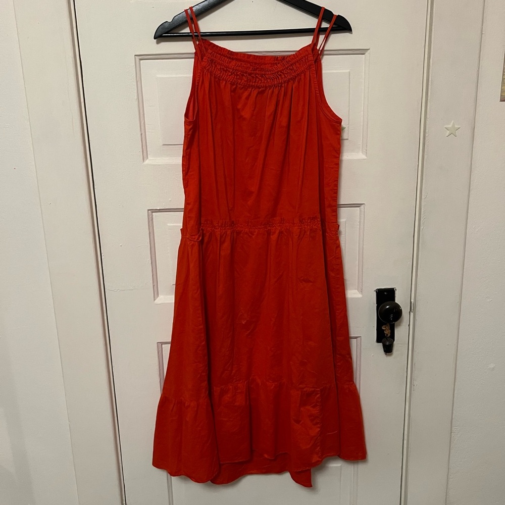 H&M red cotton dress tiered cute details